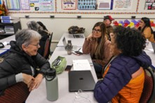 student collaborating together in a classroom